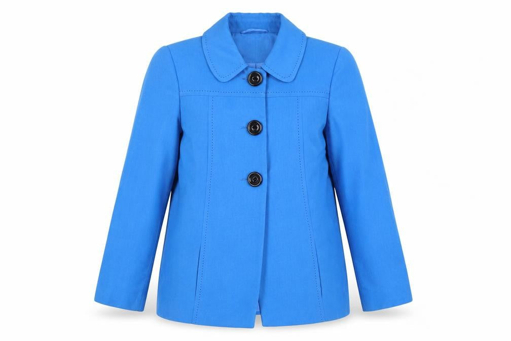 Wardrobe Women's Blue Mid-Length Polyester Button Jacket Size 14