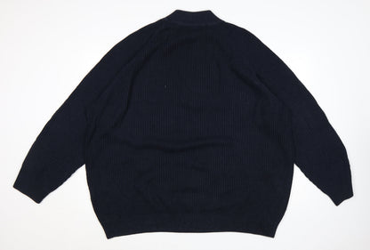 Jack & Jones Men’s Blue 3XL 1/2 Zip Chunky-Knit Mock Neck Jumper