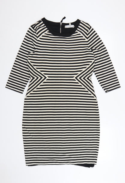 Fenn Wright Manson Women's Black Striped Bodycon Dress UK 14