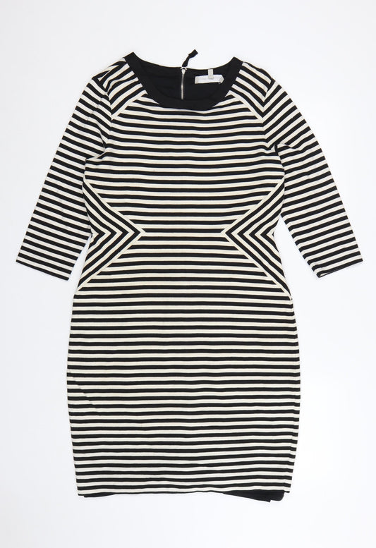 Fenn Wright Manson Women's Black Striped Bodycon Dress UK 14