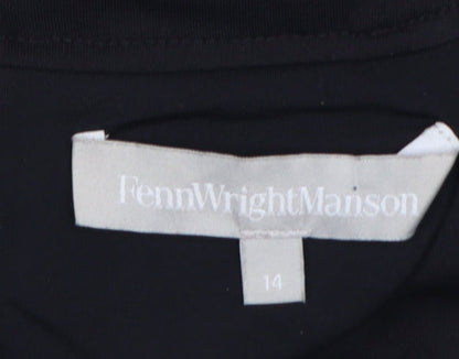 Fenn Wright Manson Women's Black Striped Bodycon Dress UK 14