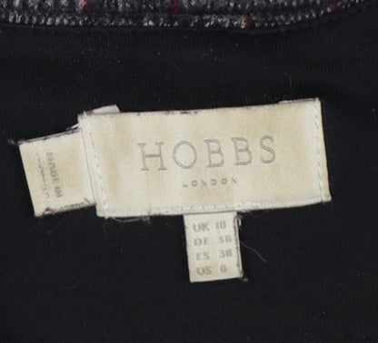 Hobbs Women Grey Check Sheath Dress UK 10 Workwear Knee Length