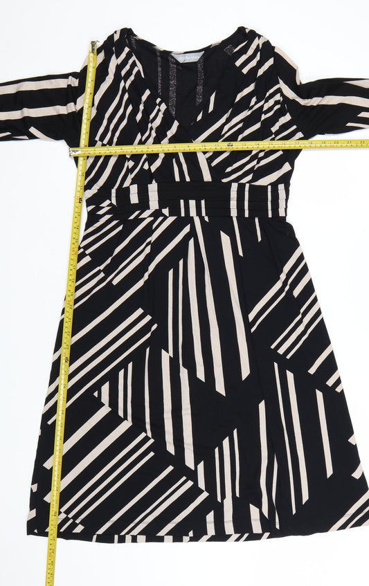 Marks and Spencer Women Black Geometric Knit Wrap Dress Size 12