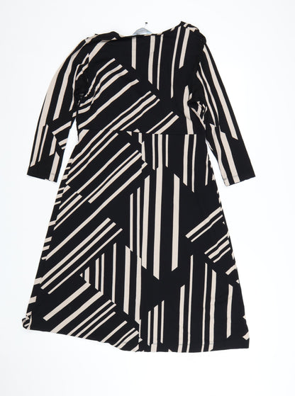 Marks and Spencer Women Black Geometric Knit Wrap Dress Size 12