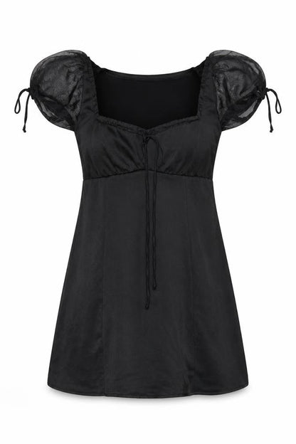 Motel Rocks Women Black Short Puff Sleeve Mini Dress Size S