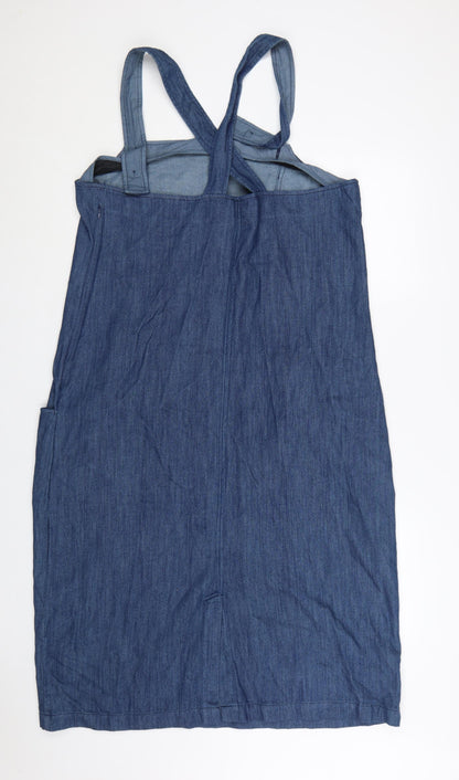 Seasalt Cornwall Women Blue Denim Pinafore Dress Size 16