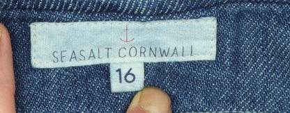 Seasalt Cornwall Women Blue Denim Pinafore Dress Size 16