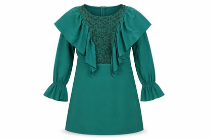 Rage Womens Green A-Line Ruffle Lace Short Dress Size 14