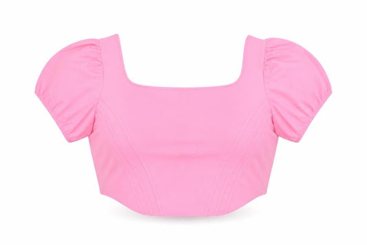 Simply Be Women's Pink Cropped Puff Sleeve Blouse Size 32