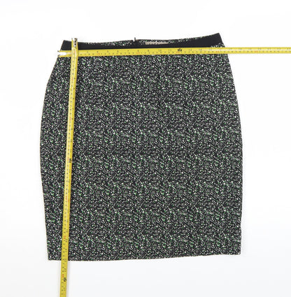Jigsaw Women’s Black Knee Length Pencil Skirt Size 12 Cotton Tweed