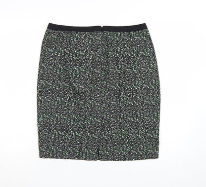 Jigsaw Women’s Black Knee Length Pencil Skirt Size 12 Cotton Tweed