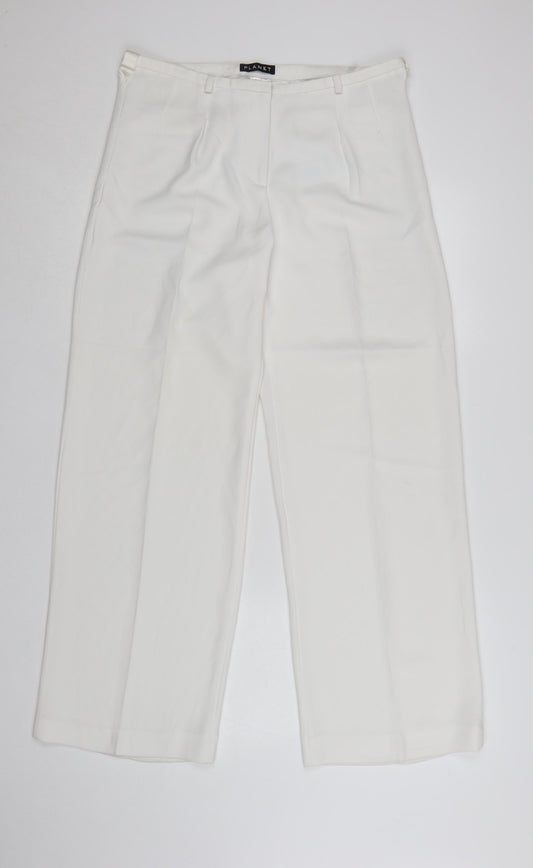 Planet Women White Size 12 Wide-Leg Dress Pants
