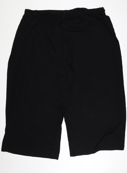 ASOS DESIGN Women's Black Wide-Leg Viscose Trousers UK 30 Curve Elastic Waist