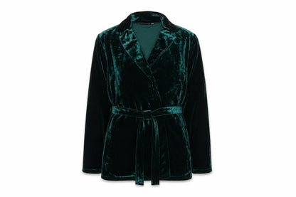 PrettyLittleThing Women Green Velvet Wrap Blouse UK 10 Long Sleeve