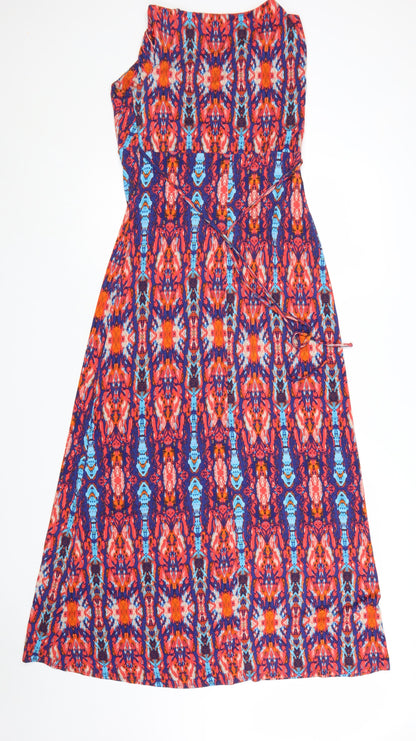 Marks and Spencer Per Una Women’s Multicoloured Midi A-Line V-Neck Sleeveless Dress Size 10