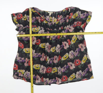 Ted Baker Women’s Multicoloured Floral Silk Tunic Blouse Size 10