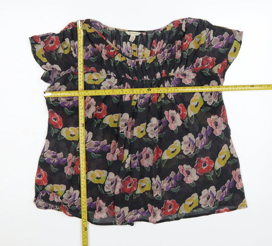 Ted Baker Women’s Multicoloured Floral Silk Tunic Blouse Size 10