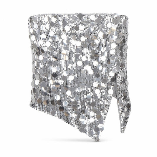 Boohoo Women's Silver Sequin Strapless Camisole Top UK 10