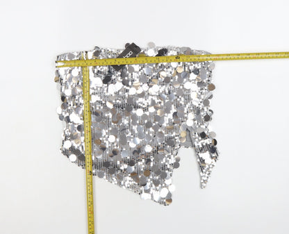 Boohoo Women's Silver Sequin Strapless Camisole Top UK 10