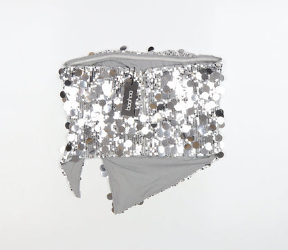 Boohoo Women's Silver Sequin Strapless Camisole Top UK 10
