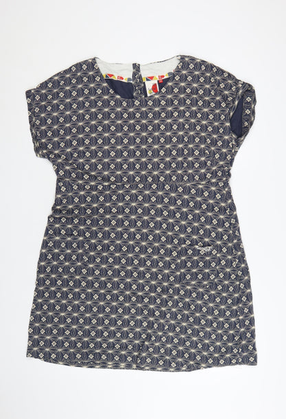Weird Fish Women Blue Geometric Cotton Shift Dress Size 22