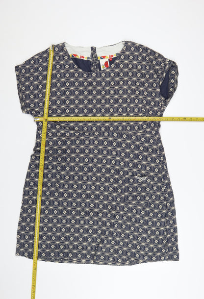 Weird Fish Women Blue Geometric Cotton Shift Dress Size 22