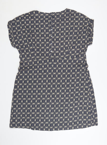 Weird Fish Women Blue Geometric Cotton Shift Dress Size 22
