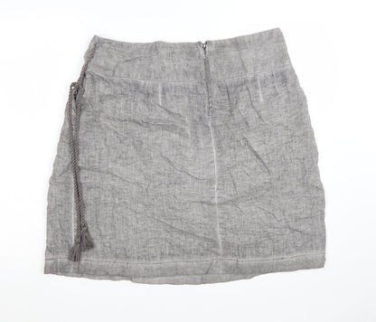 Sandwich Womens Grey Linen Wrap Skirt Size 14 Knee Length