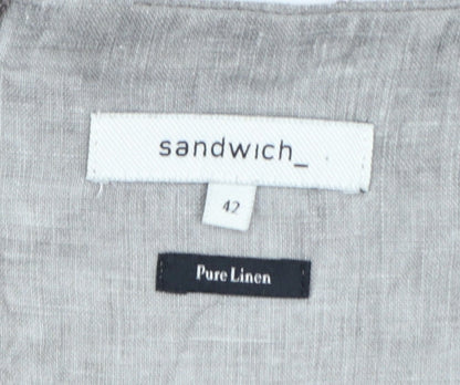 Sandwich Womens Grey Linen Wrap Skirt Size 14 Knee Length
