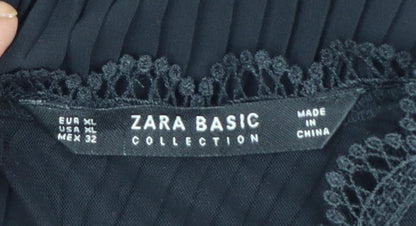 Zara Women Black Lace Fit & Flare Knee Length Dress Size 16