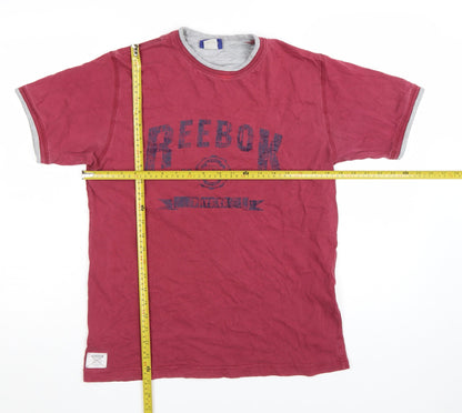 Reebok Men's Red Short Sleeve Cotton Crew Neck Sports T-Shirt Size S