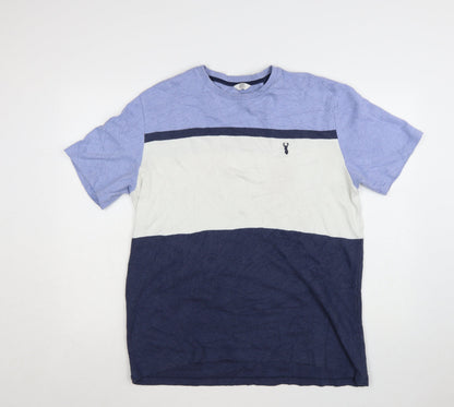Next Men’s Blue White Colourblock Cotton Crew Neck T-Shirt XL