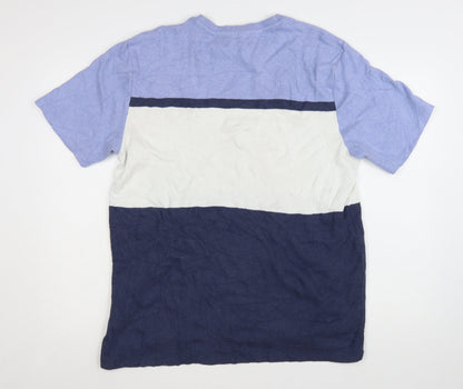 Next Men’s Blue White Colourblock Cotton Crew Neck T-Shirt XL