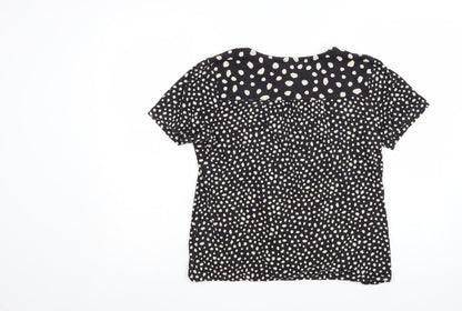 FatFace Women's Black Polka Dot Button Tunic Blouse UK 12 Cotton Modal