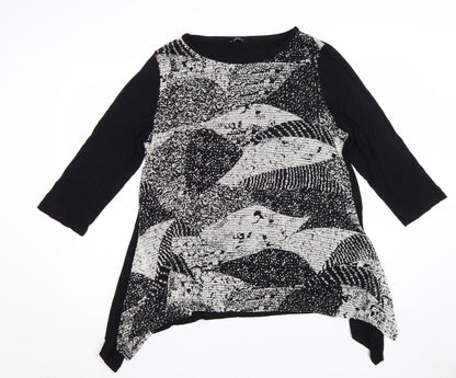 Roman Women's Black Geometric Tunic Blouse Size 18 3/4 Sleeve