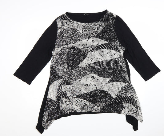 Roman Women's Black Geometric Tunic Blouse Size 18 3/4 Sleeve