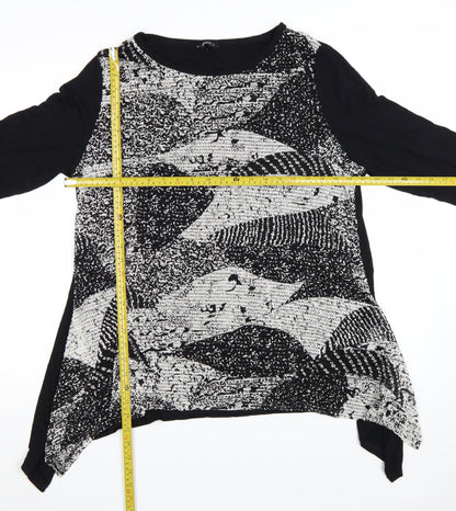 Roman Women's Black Geometric Tunic Blouse Size 18 3/4 Sleeve