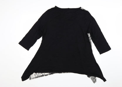 Roman Women's Black Geometric Tunic Blouse Size 18 3/4 Sleeve