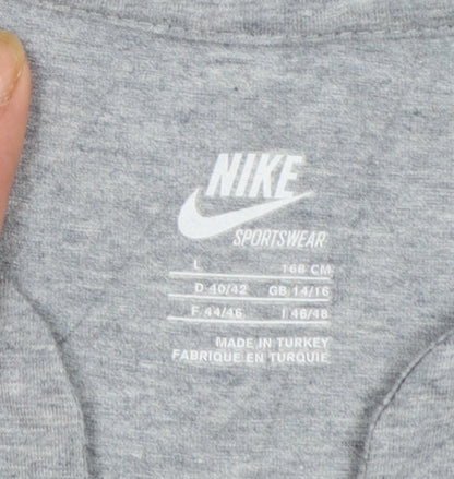 Nike Womens Grey Short Sleeve V-Neck Sportswear T-Shirt Size L