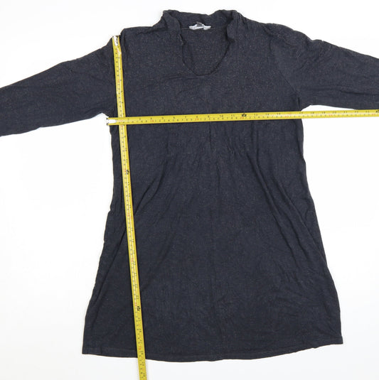 Laura Ashley Women Black Size 14 Shift Knit V-Neck Long Sleeve Dress
