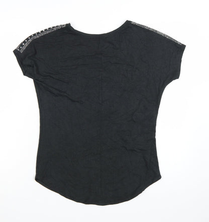 Philipp Plein Womens Black Beaded T-Shirt Size M Gothic Rock Style