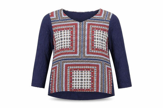 Alexara Women’s Multicoloured Geometric V-Neck Tunic Blouse Size 16