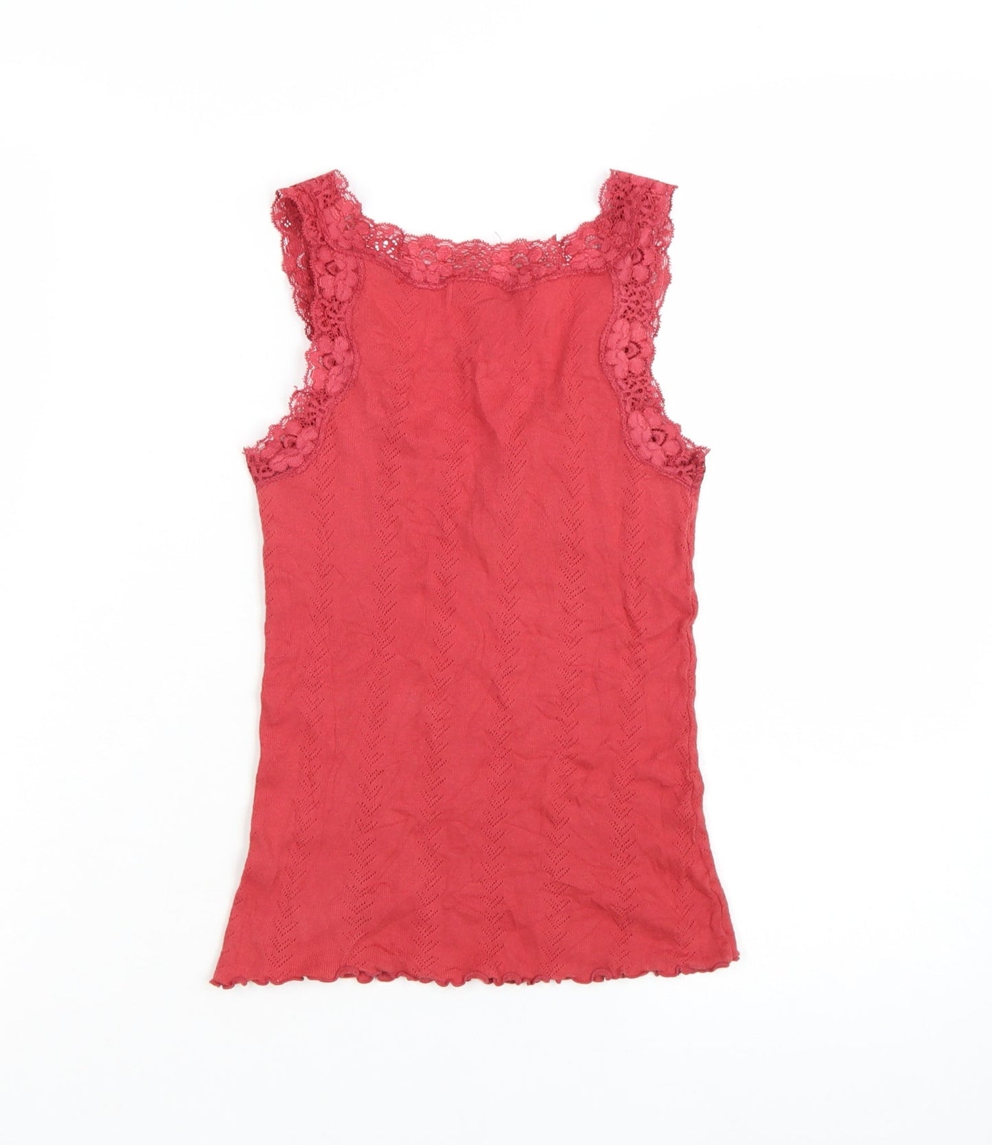 Kew Women's Red Cotton Lace Camisole Tank Top Size S