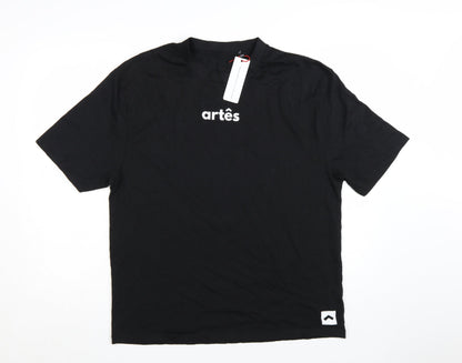 Artês Men's Black Cotton Crew Neck Short Sleeve T-Shirt Size M