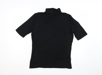 Ralph Lauren Women’s Black Roll Neck Stretch Jersey T-Shirt L