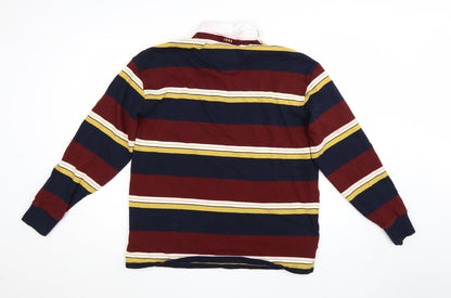 Marks and Spencer Men's Multicoloured Striped Long Sleeve Polo M