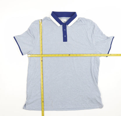 Marks and Spencer Men's Blue Short Sleeve Polo Shirt Size L