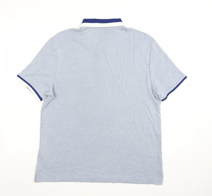 Marks and Spencer Men's Blue Short Sleeve Polo Shirt Size L