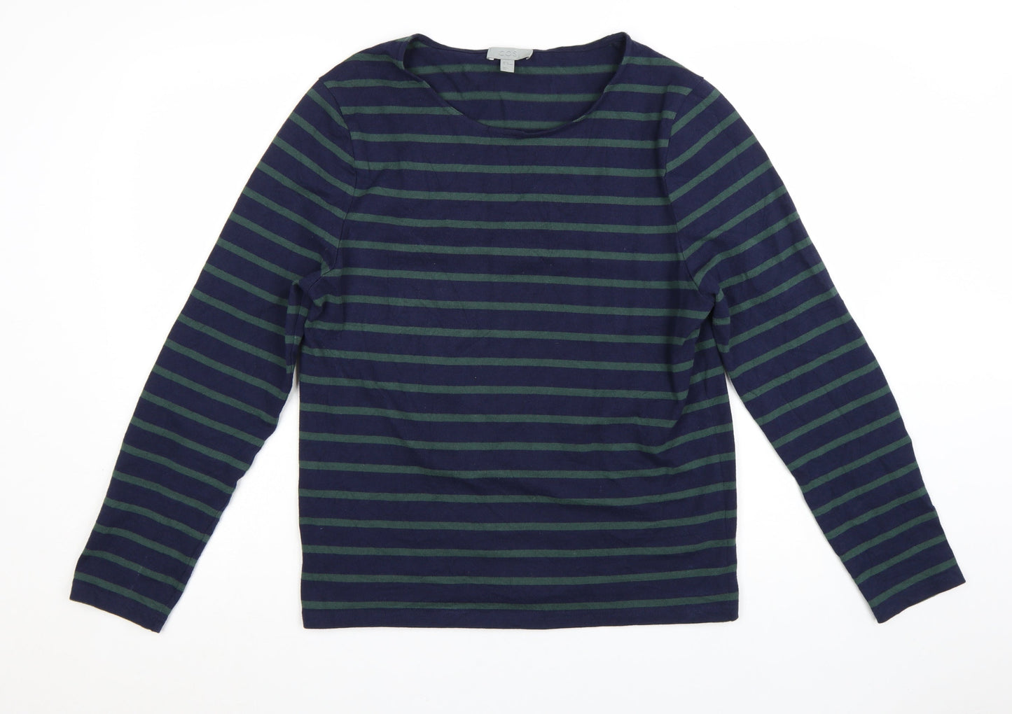 COS Men's Blue Striped Long Sleeve Cotton T-Shirt Size M