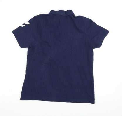 Hummel Everton Blue Mens M Regular Fit Short Sleeve Polo Shirt